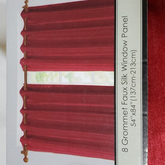 American Linen Maria Faux Silk Grommet Window Panels (2) 54" X 84" ~ Burgundy - Picture 7 of 8